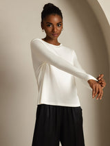 [Bianco] SilkSilky-IT Long Sleeve Crew Neck Magliette donna 007