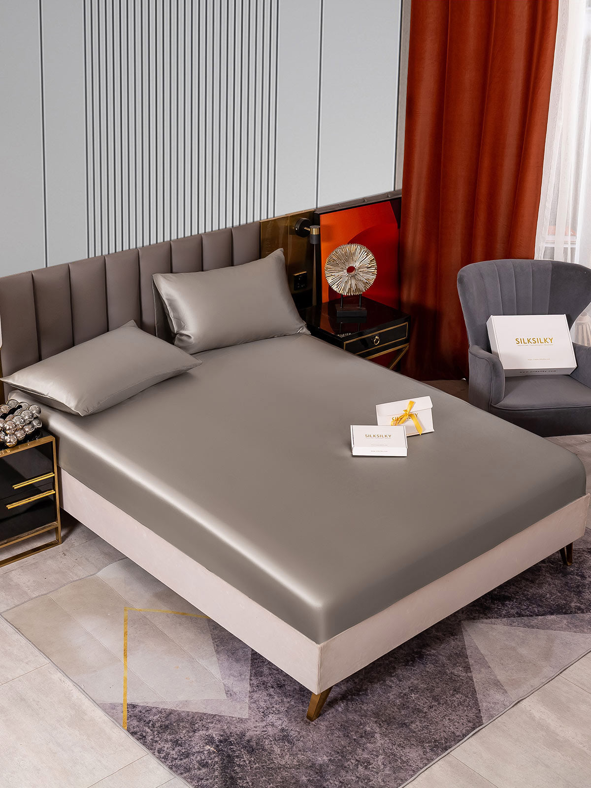 [Grigio] SilkSilky-IT 22Momme Seta pura Bedding Set 002