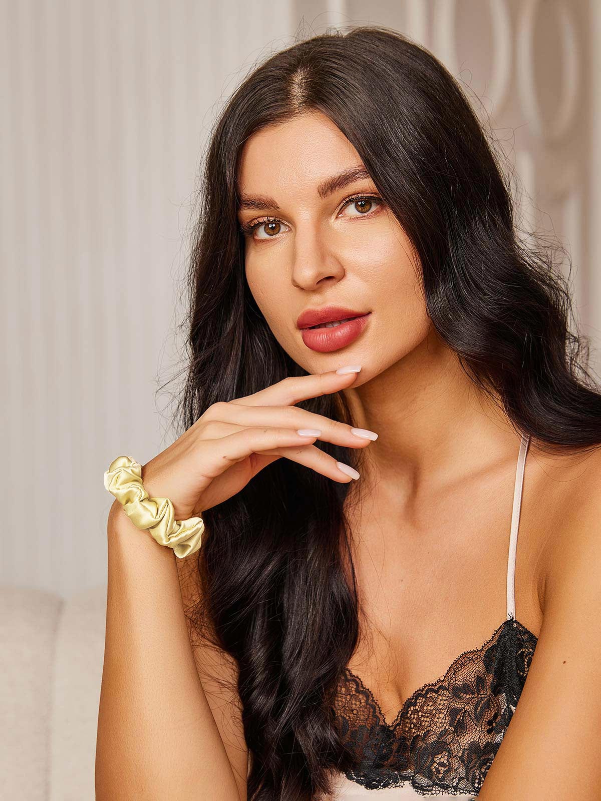 [Giallo Chiaro] SilkSilky-IT Seta pura Scrunchie 001,