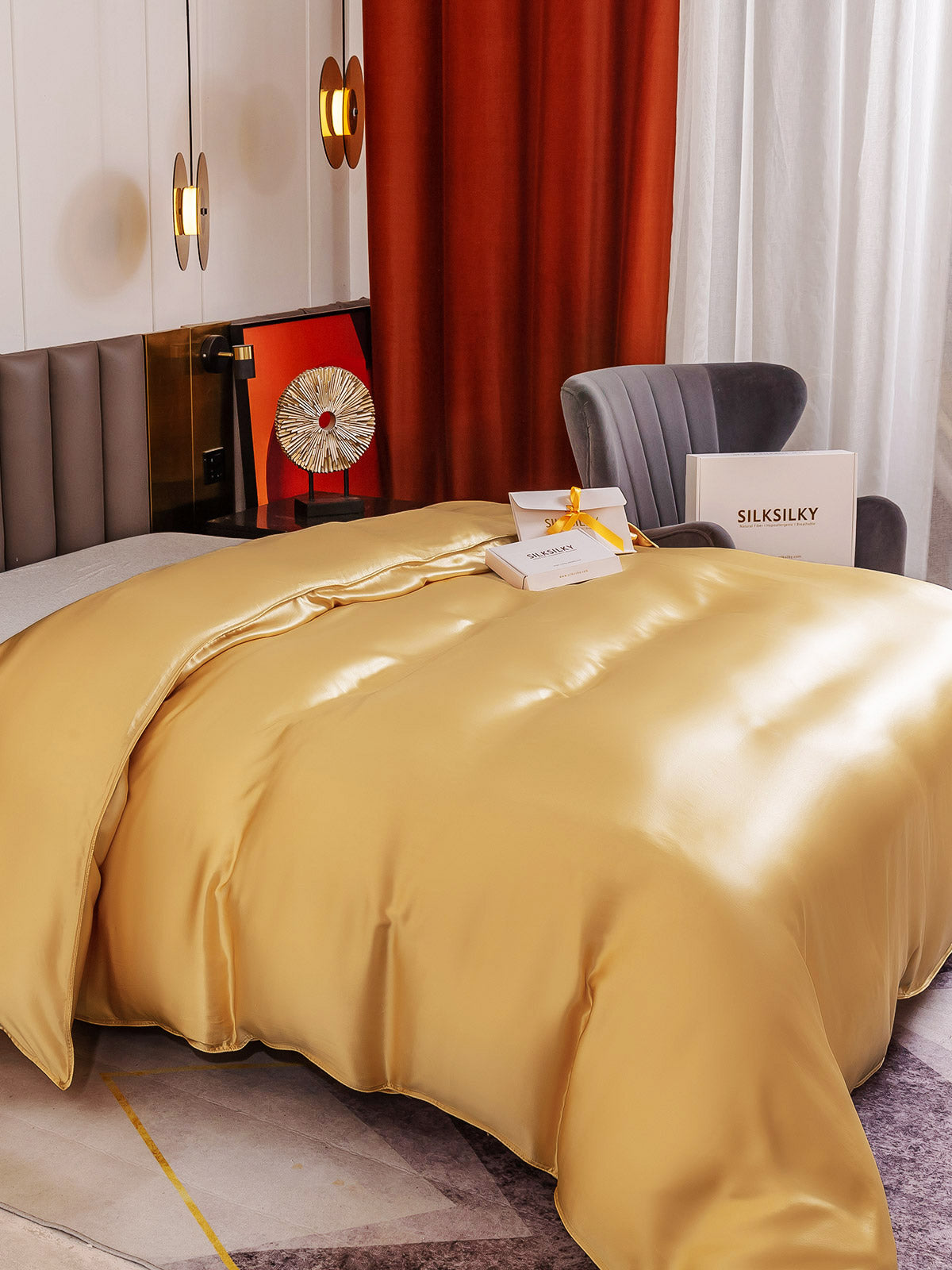 [Champagne] SilkSilky-IT 19Momme Seta pura Duvet Cover 004