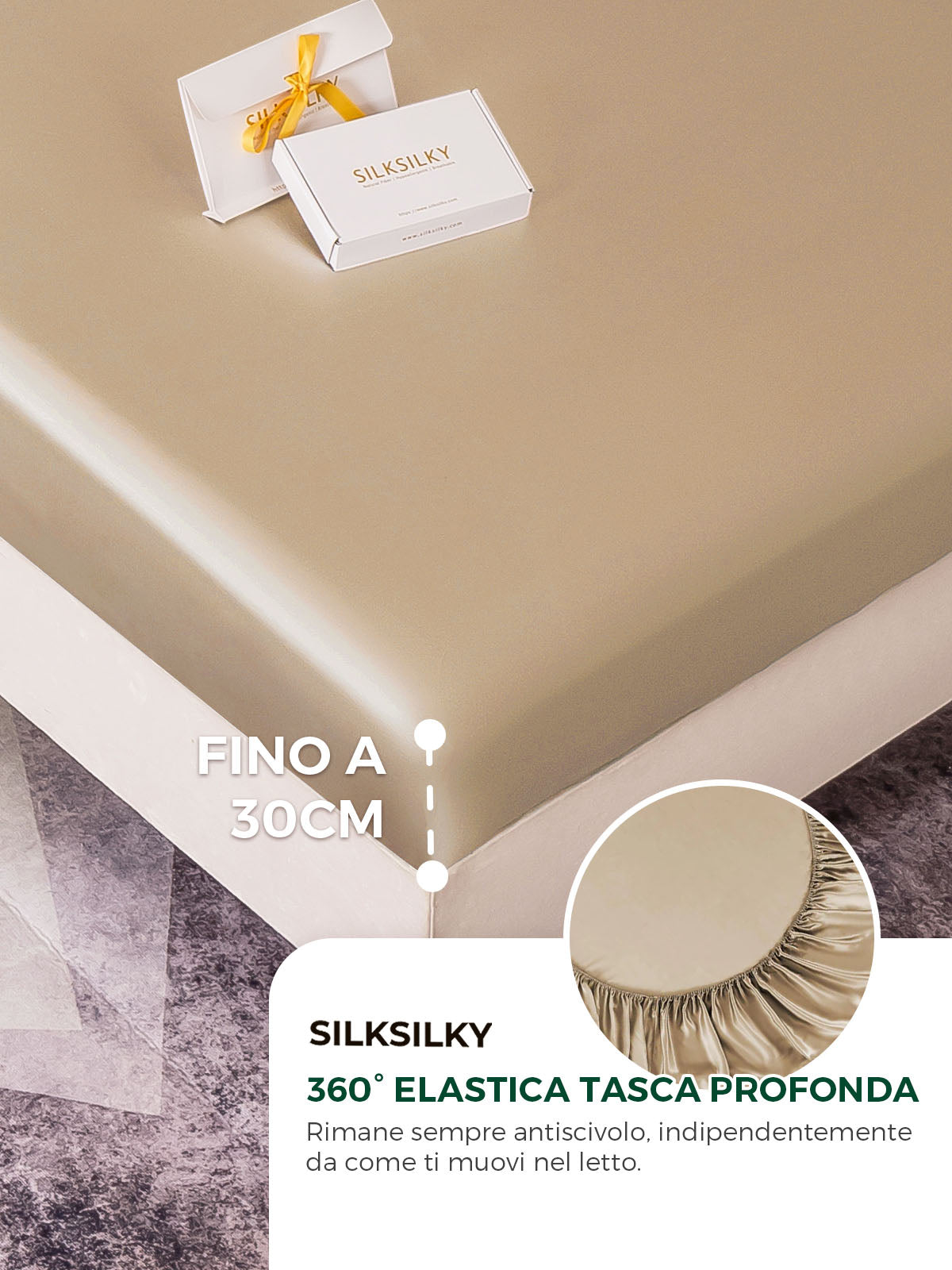 [Beige] SilkSilky-IT 19Momme Seta pura Bedding Set 004