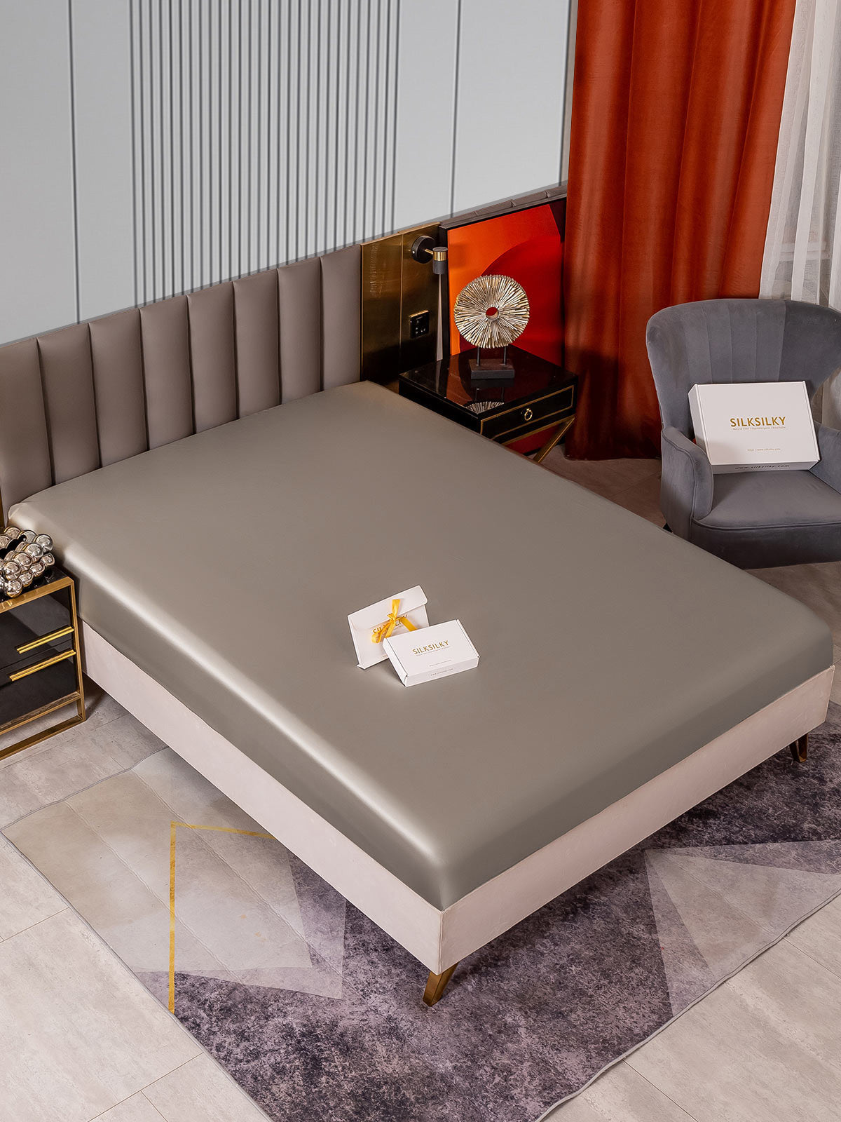[Grigio] SilkSilky-IT 22Momme Seta pura Sheet 002