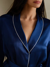 [Blu Scuro] SilkSilky-IT Long Sleeve Shawl Collar Pigiami da donna 003