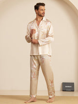 [Champagne] SilkSilky-IT Long Sleeve Lapel Collar Pigiami da uomo 005