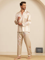 [Champagne] SilkSilky-IT Long Sleeve Notch Collar Pigiami da uomo 005