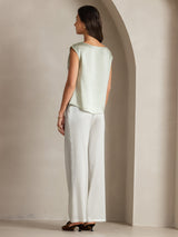 [Verde Chiaro] SilkSilky-IT Cap Sleeve Cowl Neck Magliette donna 002