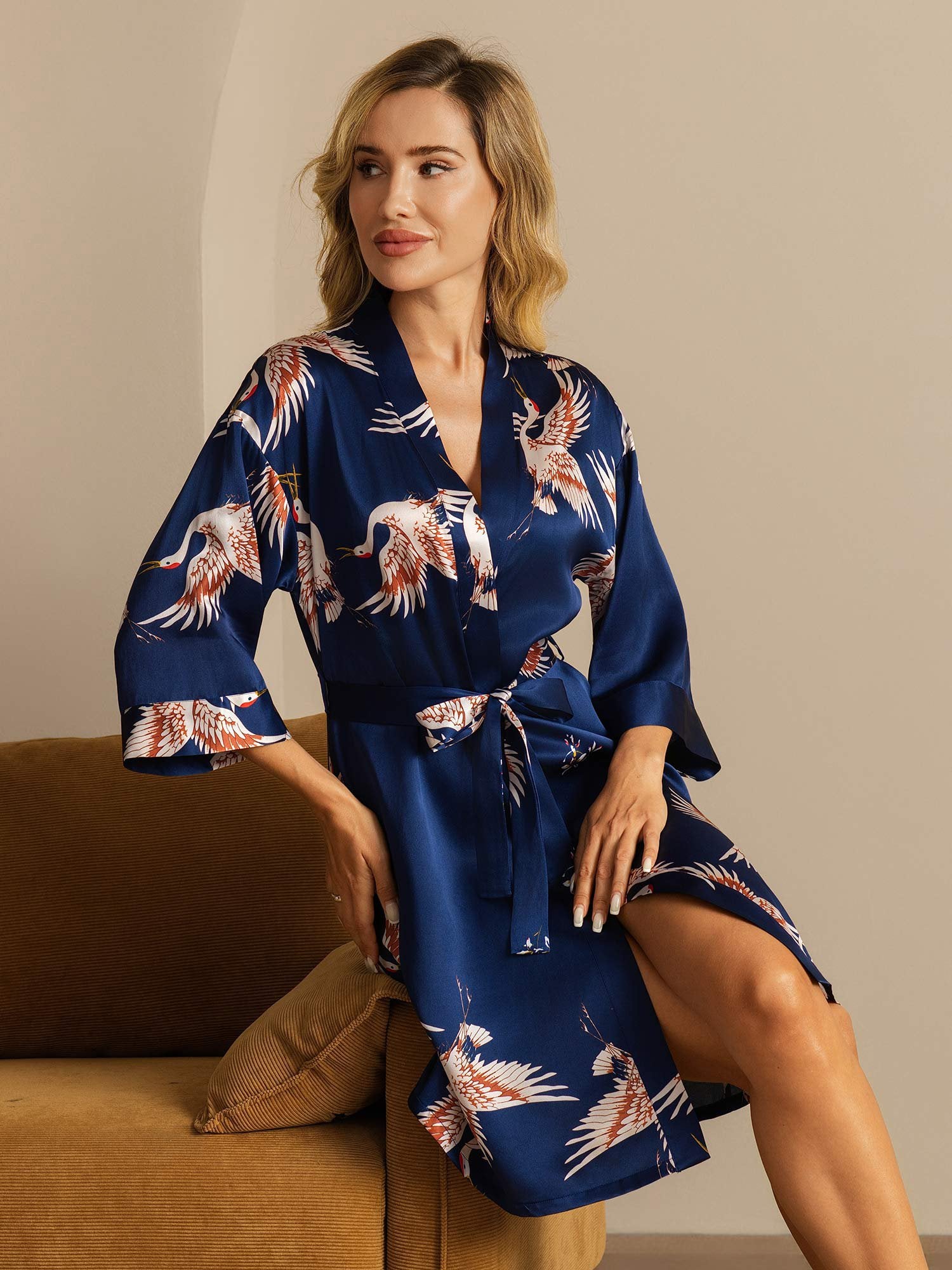 [BluScuro] SilkSilky-IT 19Momme Seta pura Womens Robe 001