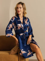 [Blu Scuro] SilkSilky-IT 3/4 Sleeve Vestaglia da donna 001