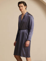 [Ginkgo Blu Navy] SilkSilky-IT Long Sleeve V Neck Vestaglia da uomo 005