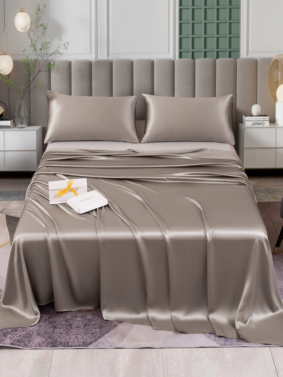 [Grigio] SilkSilky-IT 25Momme Seta pura Bedding Set 001