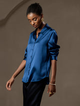 [Verde Acqua] SilkSilky-IT Long Sleeve Lapel Collar Camicie da donna 006