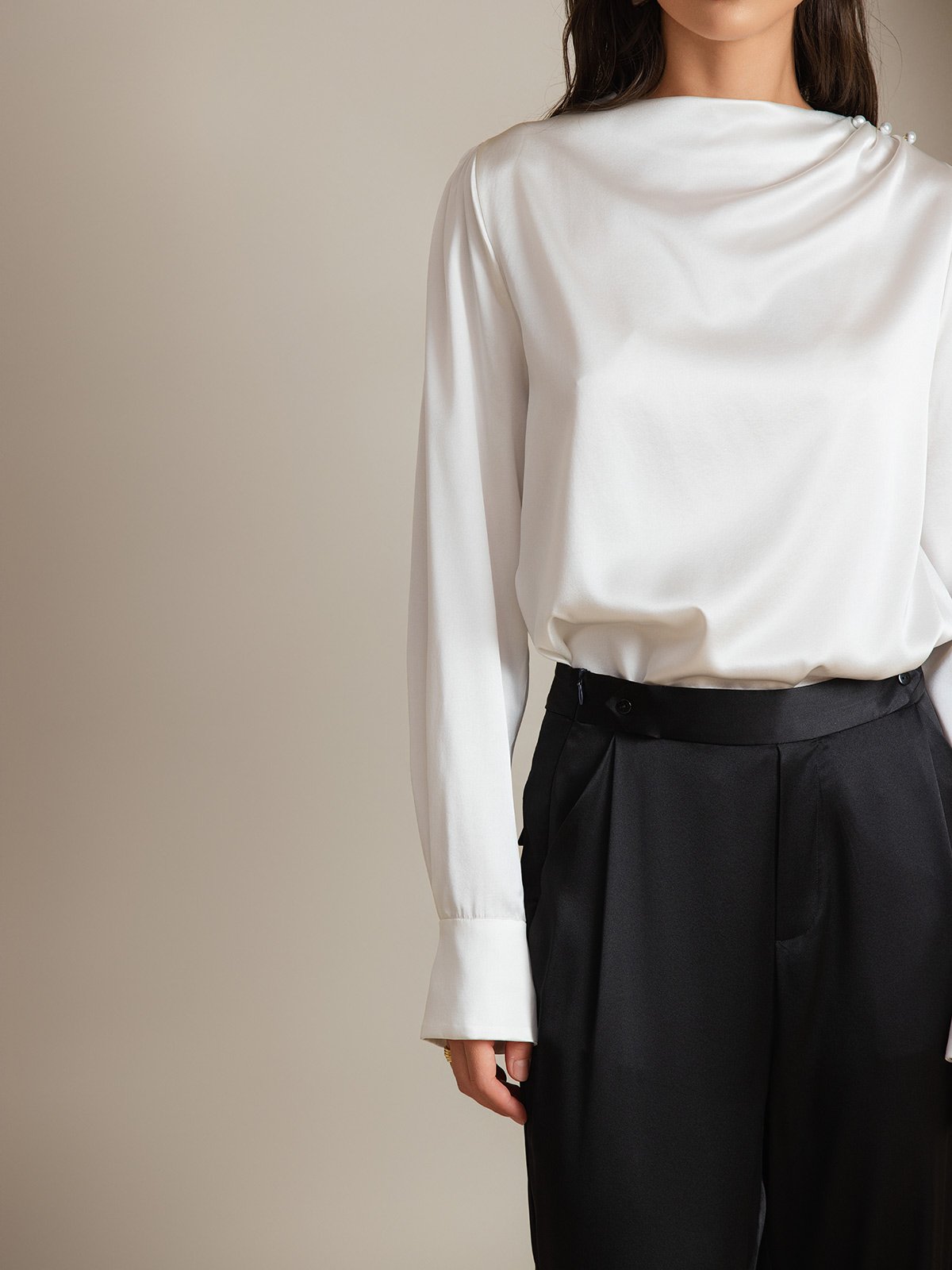 [Bianco] SilkSilky-IT 19Momme Seta Womens Shirt 004