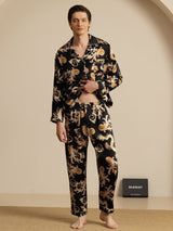 [Drago Nero] SilkSilky-IT Long Sleeve Lapel Collar Pigiami da uomo 007