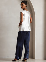 [Grigio Chiaro] SilkSilky-IT Cap Sleeve Cowl Neck Magliette donna 004