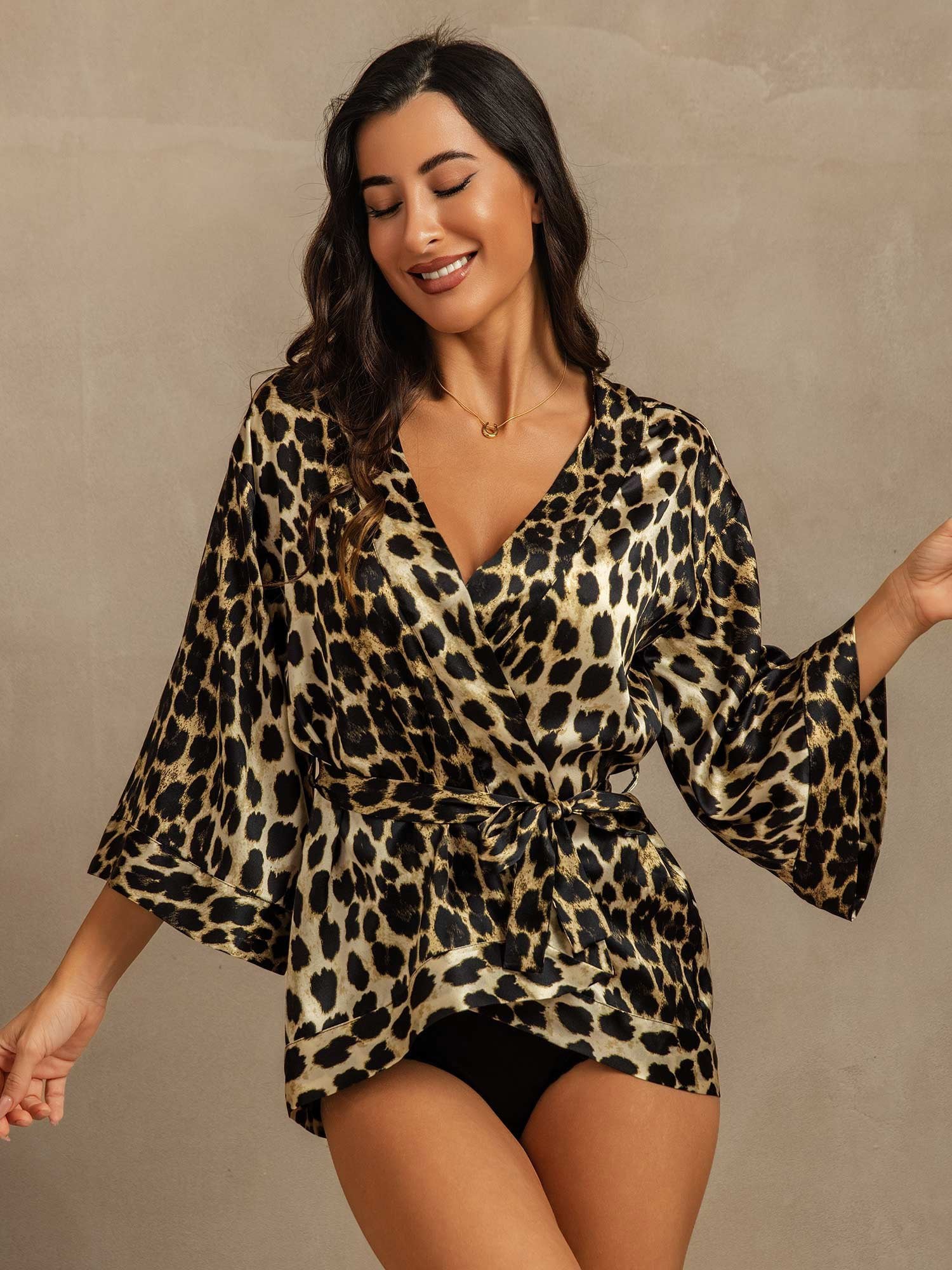 [Leopardo] SilkSilky-IT 19Momme Seta Womens Robe 001,