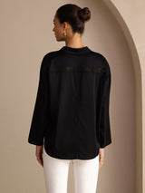 [Nero] SilkSilky-IT Long Sleeve Lapel Collar Camicette 002