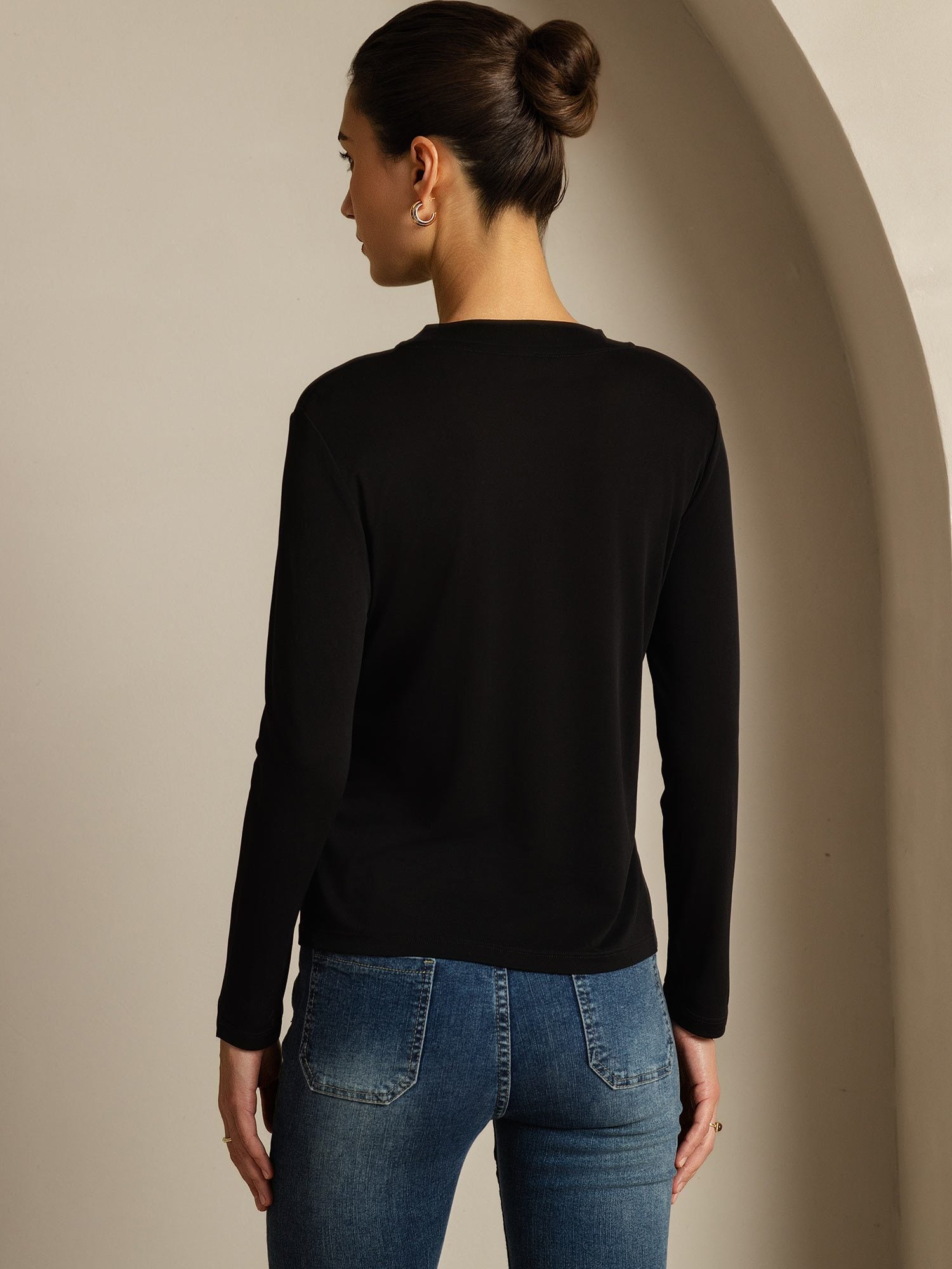 [Nero] SilkSilky-IT Seta pura Womens T-Shirt 002