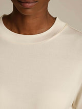 [Beige] SilkSilky-IT Half Sleeve Crew Neck Magliette donna 004