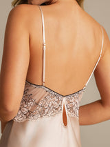 [Rosa] SilkSilky-IT Sleeveless Deep V Neck Camicia da notte 004
