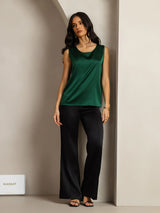 [Verde Scuro] SilkSilky-IT Sleeveless Round Neck Cami 009