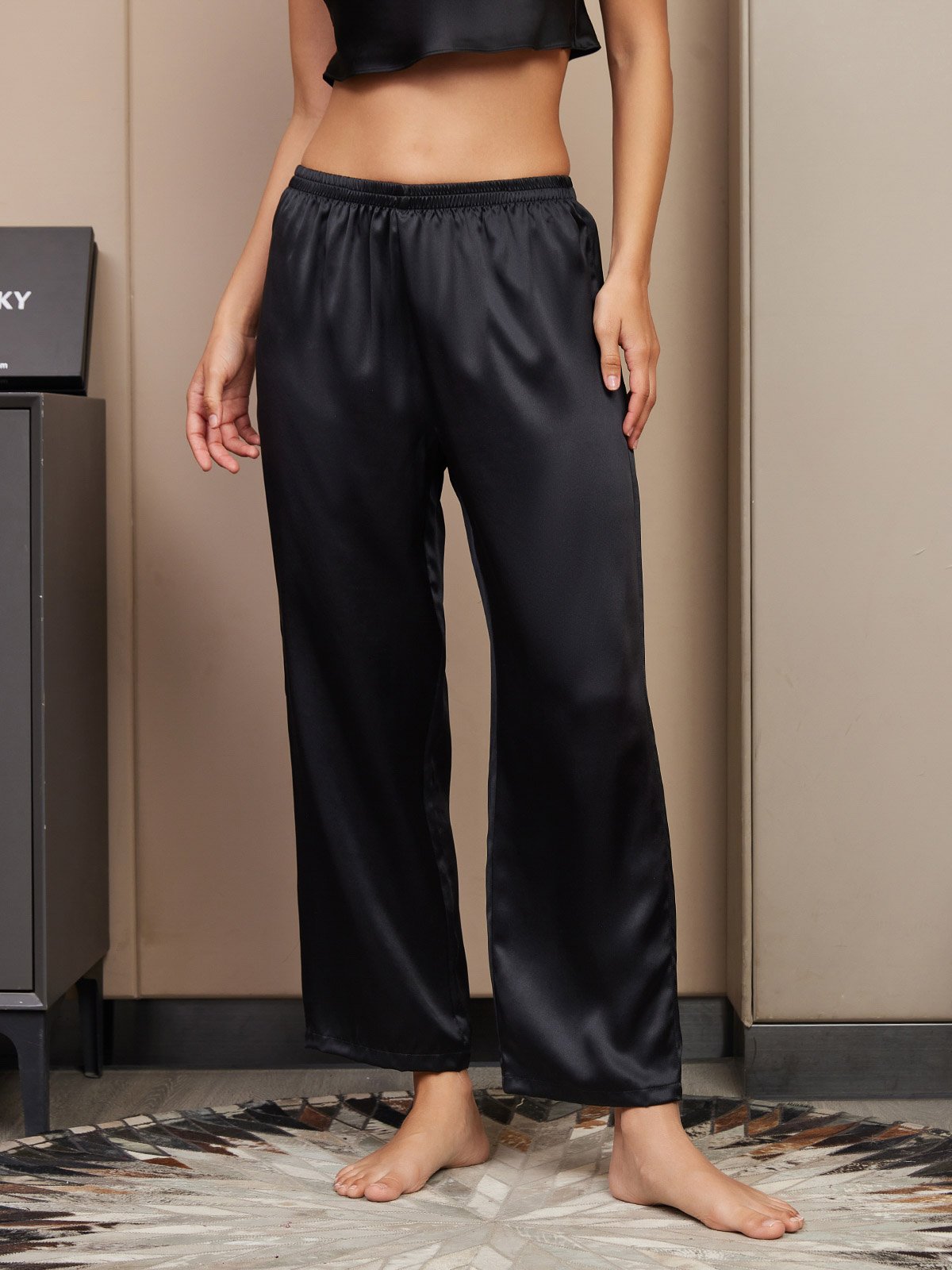 [Nero] SilkSilky-IT Seta pura Womens Sleep Bottoms 001