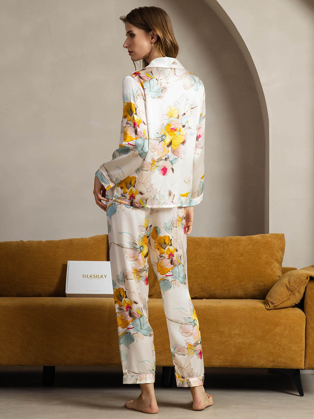 [Inchiostro Orchidea] SilkSilky-IT Seta pura Womens Pajamas 002