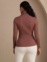 [Cameo Rose] SilkSilky-IT Long Sleeve Turtle Neck Magliette donna 002
