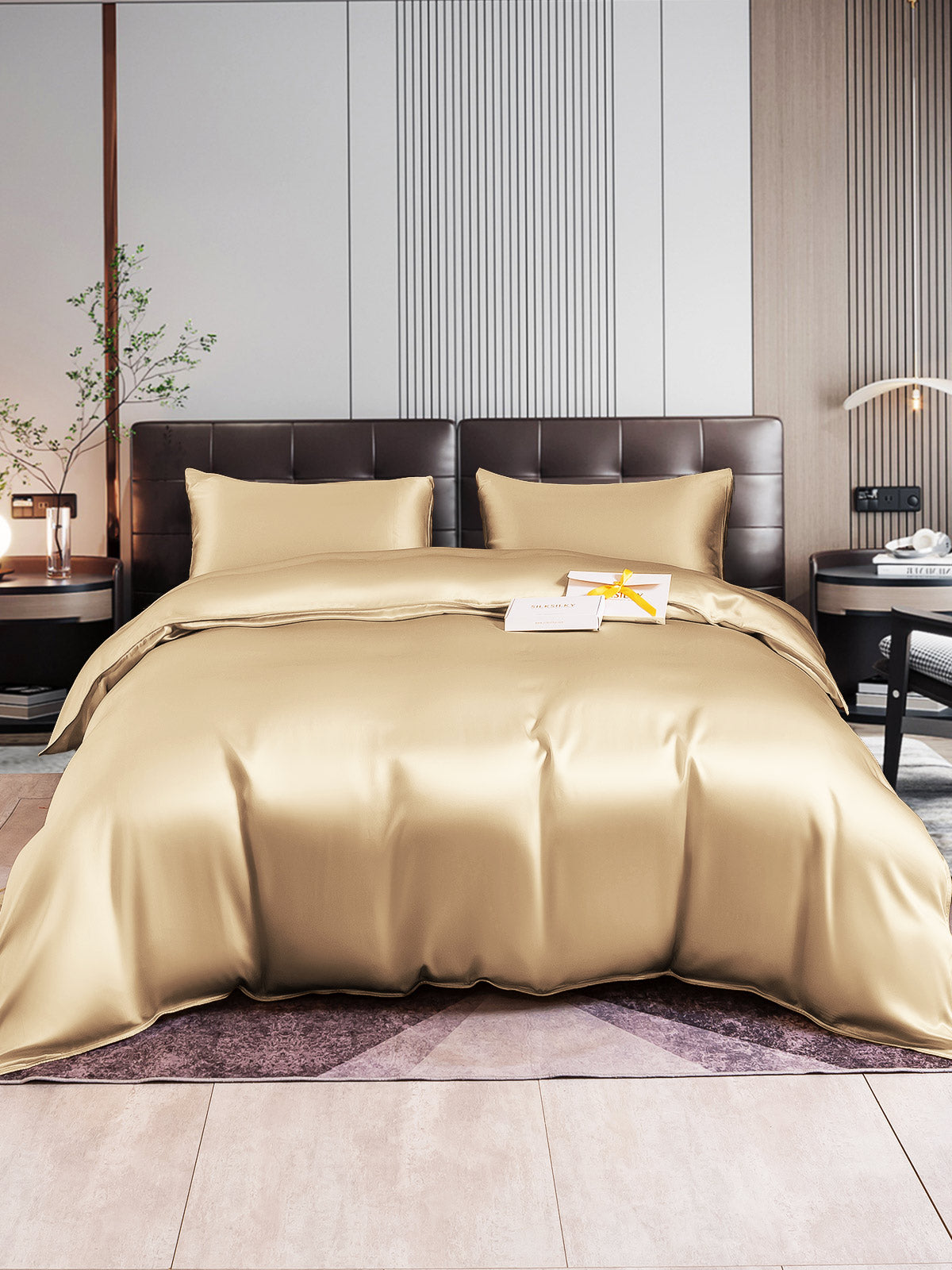 SilkSilky IT 22Momme Seta pura Bedding Set Beige 001