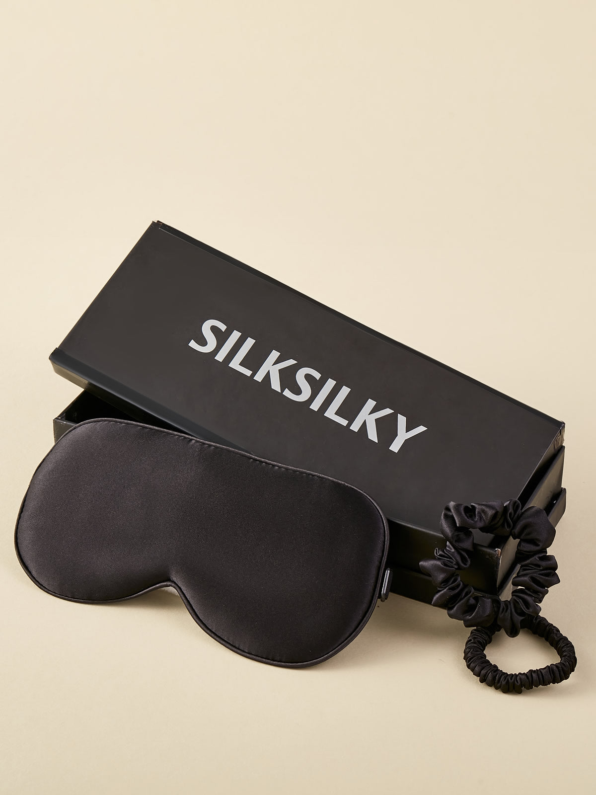 SilkSilky IT 19Momme Seta pura Eye Mask Nero 001