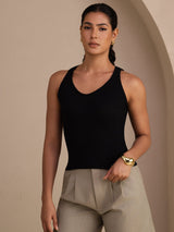 [Nero] SilkSilky-IT Sleeveless Deep V Neck Cami 003