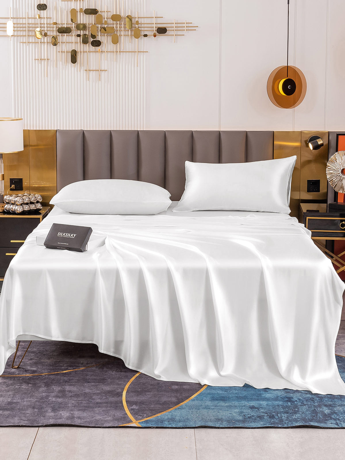 [Bianco] SilkSilky-IT Set di biancheria da letto 002