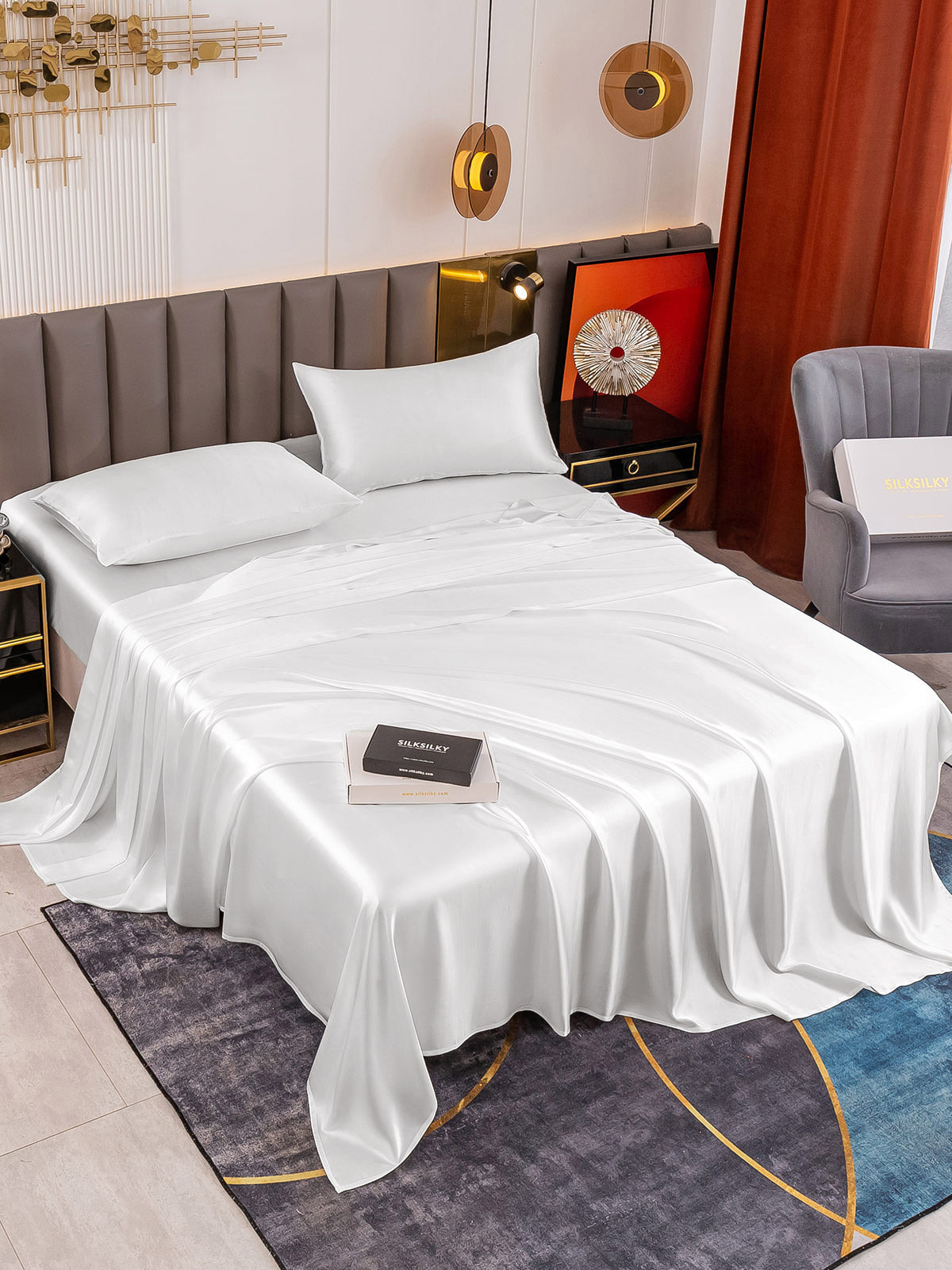 [Bianco] SilkSilky-IT Set di biancheria da letto 001