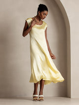 [Giallo Chiaro] SilkSilky-IT Cap Sleeve Vestiti da donna 004