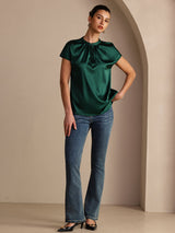 [Verde Scuro] SilkSilky-IT Short Sleeve Blouse 006
