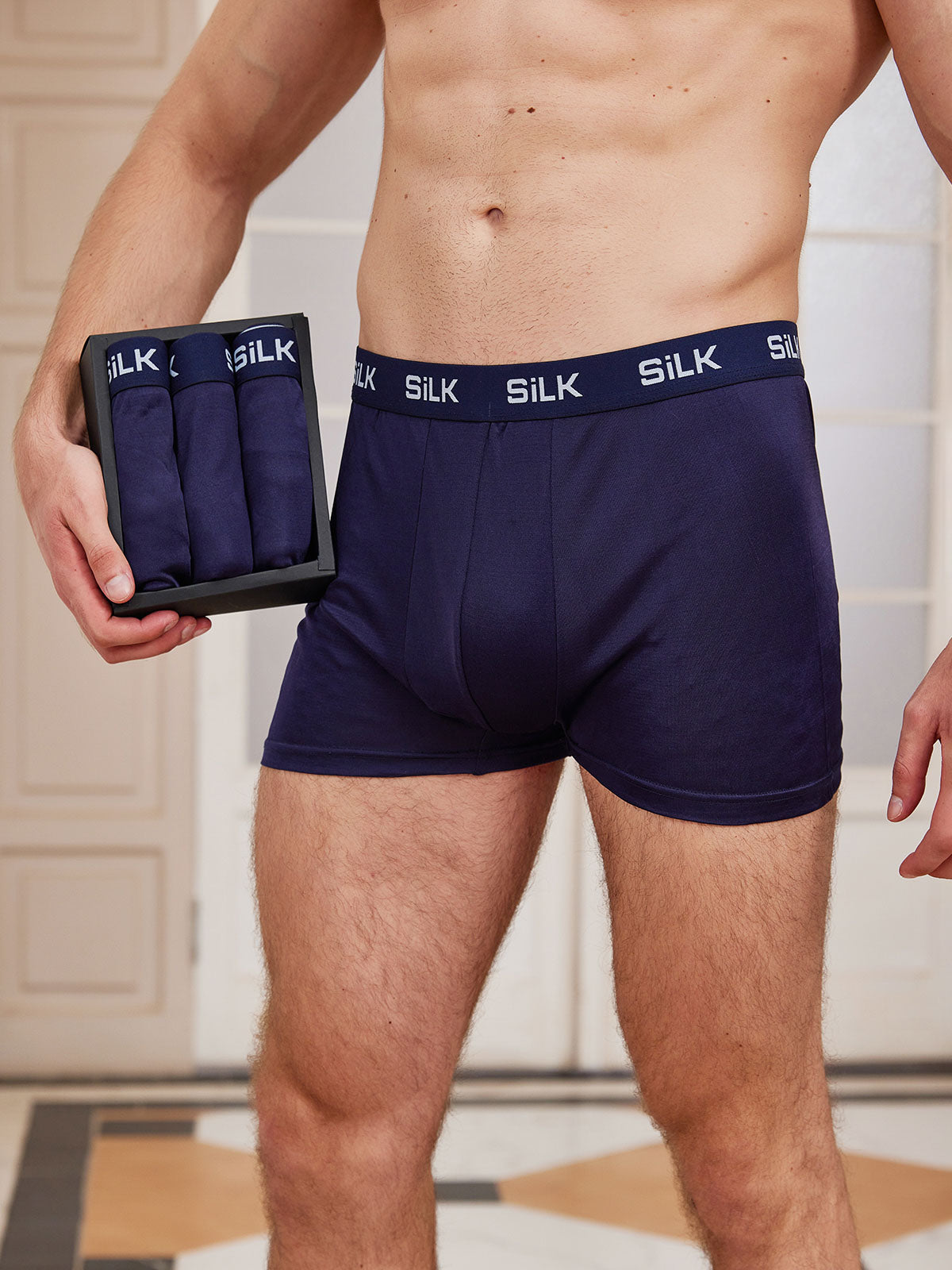 [Blu Scuro] SilkSilky-IT Seta pura Mens Underwear 002