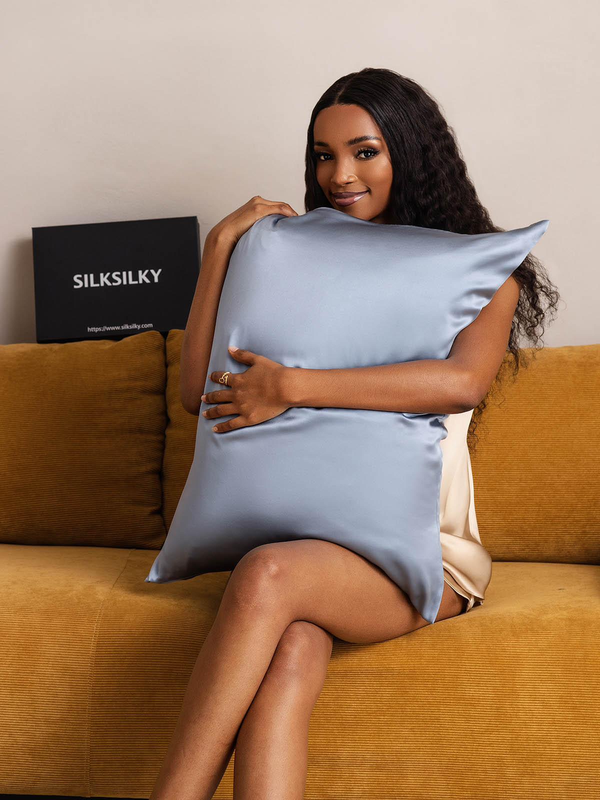 [Blu Grigiastro] SilkSilky-IT 22Momme Seta pura Pillowcase 003