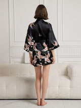 [Nero] SilkSilky-IT 3/4 Sleeve Vestaglia da donna 002