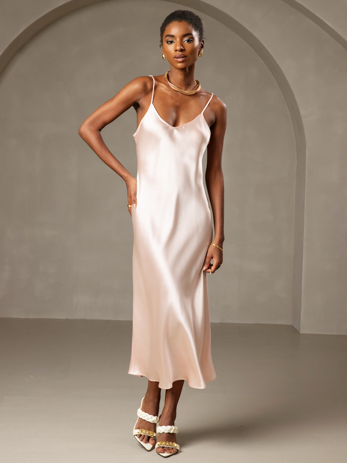 [Rosa] SilkSilky-IT Senza maniche Vestiti da donna 003