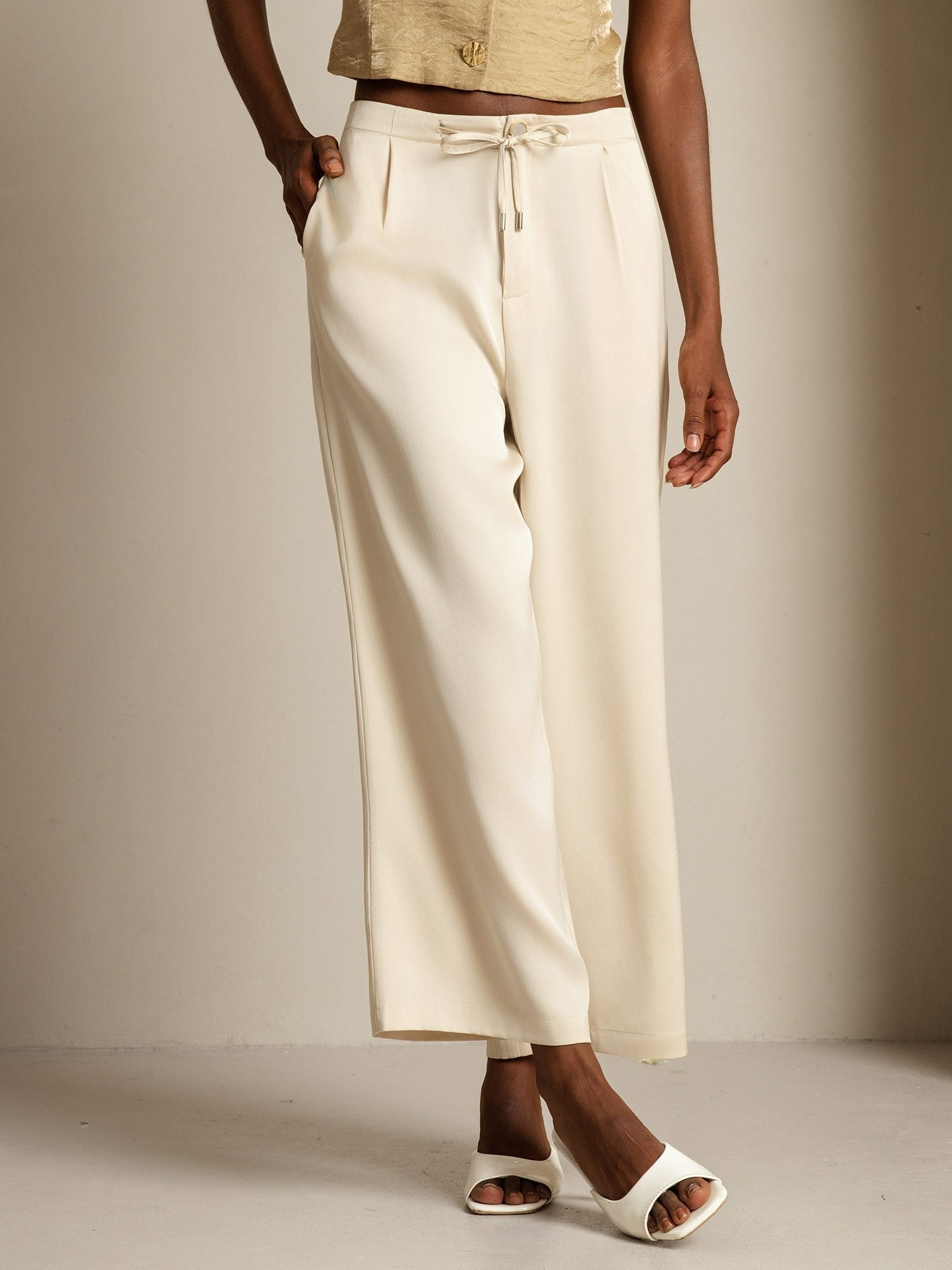[Beige] SilkSilky-IT 19Momme Seta Womens Pants 003