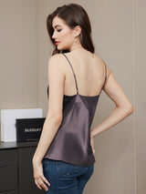 [Grigio Porpora] SilkSilky-IT Spaghetti Strap V Neck Cami 002