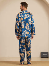 [Drago Navy] SilkSilky-IT Long Sleeve Lapel Collar Pigiami da uomo 002