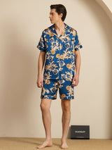 [Drago Navy] SilkSilky-IT Short Sleeve Lapel Collar Pigiami da uomo 007