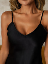 [Nero] SilkSilky-IT Sleeveless V Neck Camicia da notte 004
