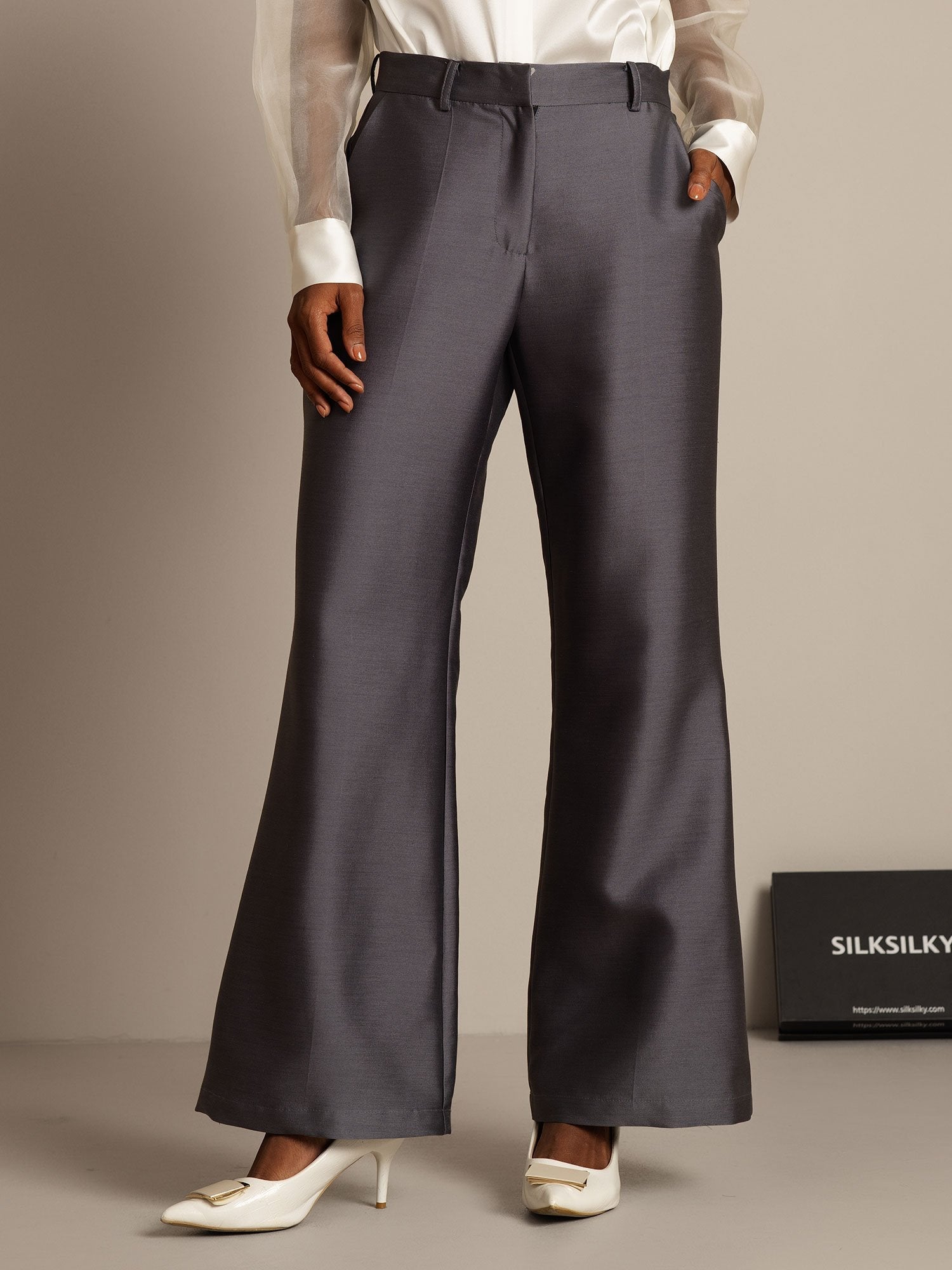 [Grigio] SilkSilky-IT 32Momme Seta Womens Pants 001,