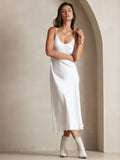 SilkSilky-IT Seta pura Senza maniche Dress Bianco 001