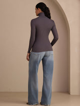 [Grigio Scuro] SilkSilky-IT Long Sleeve Turtle Neck Magliette donna 002