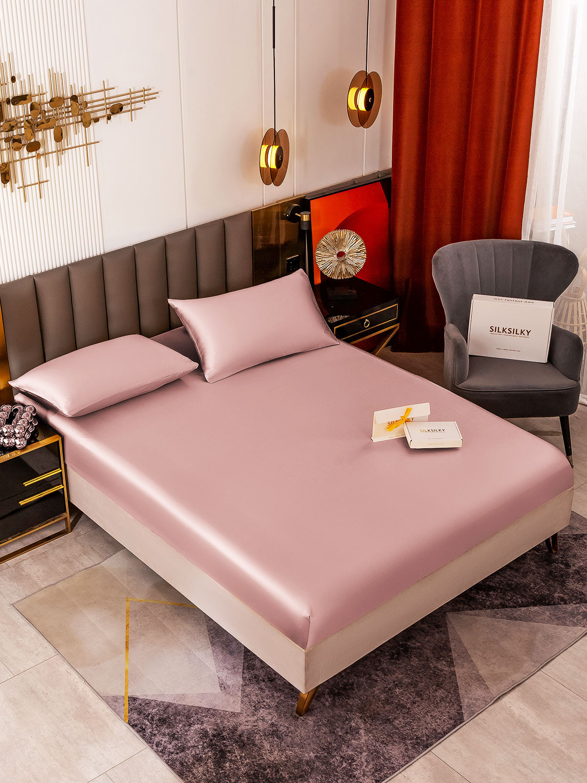[Malva Pallido] SilkSilky-IT 19Momme Seta pura Bedding Set 001