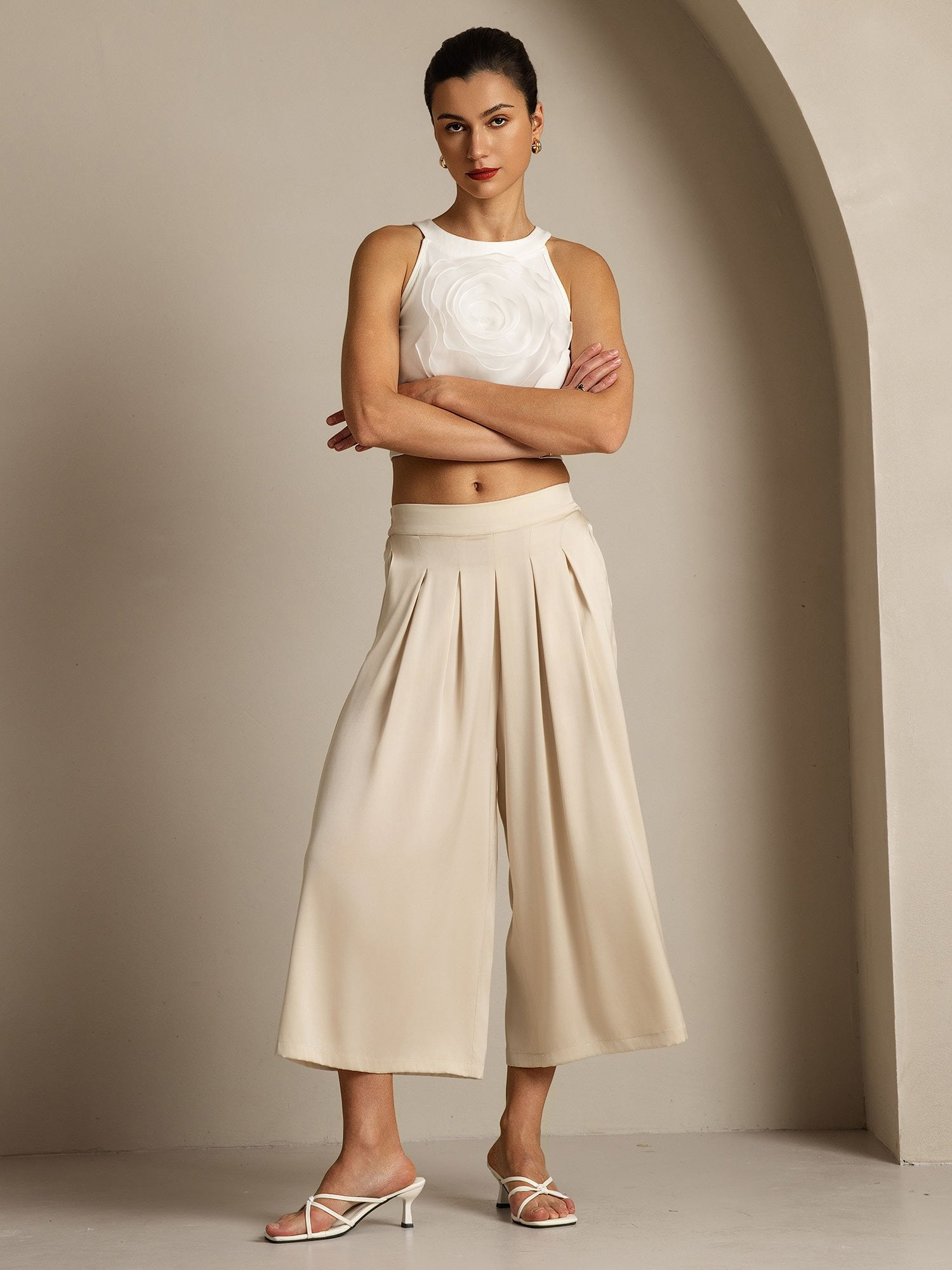 [Beige] SilkSilky-IT 19Momme Seta Womens Pants 008