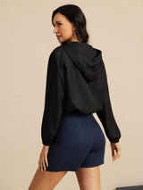 [Nero] SilkSilky-IT 18Momme Manica lunga Collo Alto Capispalla da donna 002