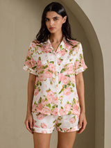 [Peonia Bianca] SilkSilky-IT Short Sleeve Notch Collar Pigiami da donna 004